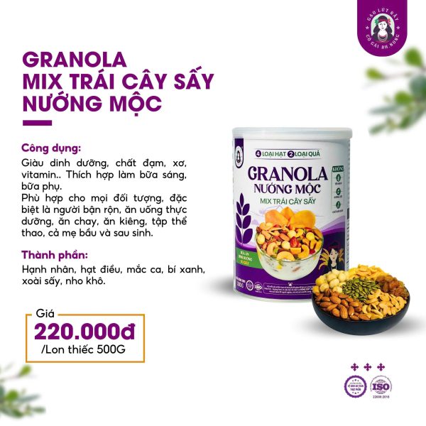 Granola nướng mộc Mix trái cây sấy Bh.nong