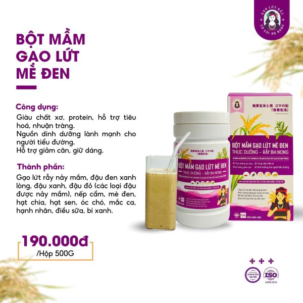 Bột mầm gạo lứt mè đen thực dưỡng rẫy Bh.nong