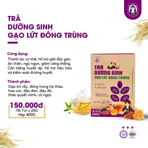 Trà dưỡng sinh gạo lứt đông trùng Bhnong