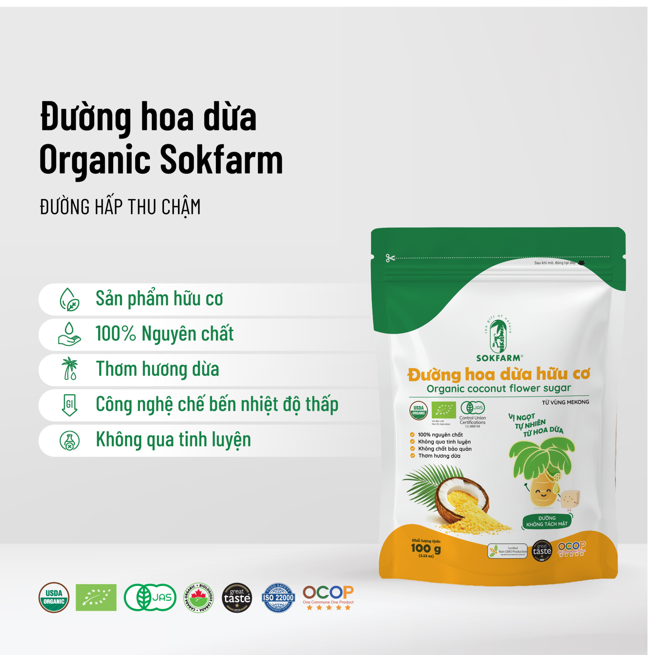 Túi đường hoa dừa organic Sokfarm cho bé - Ảnh 4