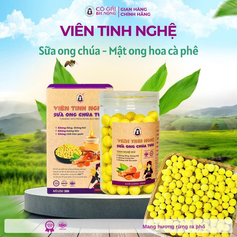 Viên tinh nghệ sữa ong chúa Bhnong - 200g