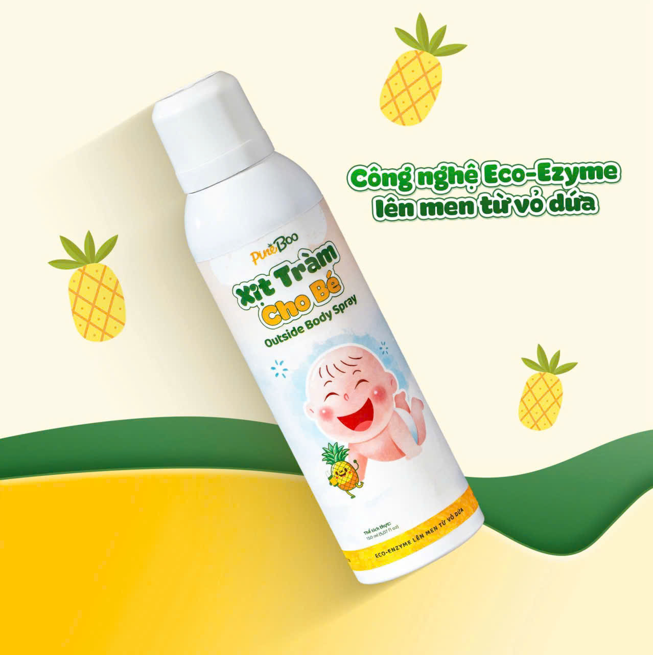 Xịt tràm cho bé Pineboo lên men hỗ trợ xua muỗi