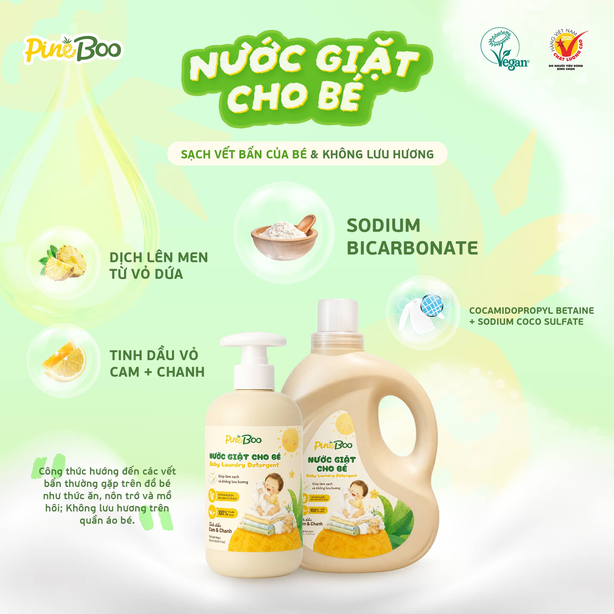 Nước giặt Pineboo cho bé loại 500 và 2 lít